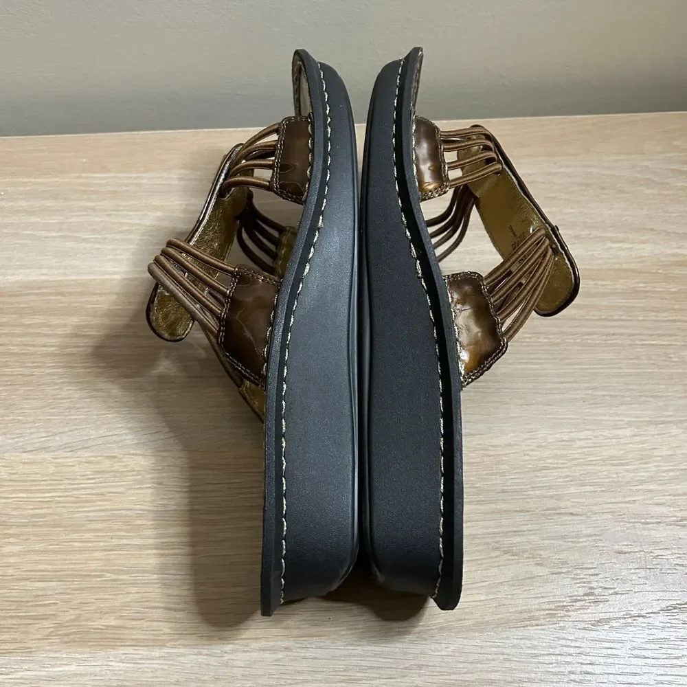 Alegria Sandals Women 42 US 11.5 Pisa Bronze Patent Leather Studs Slip On Slides